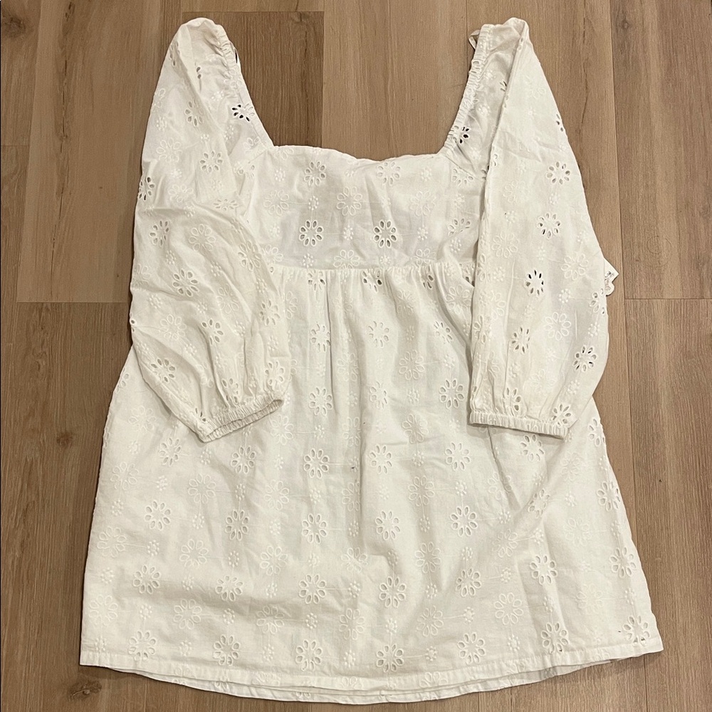 Nordstrom BP. White Eyelet Tie Back Mini Dress